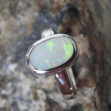 Load image into Gallery viewer, Solid Lightning Ridge Opal Sterling Silver Ring