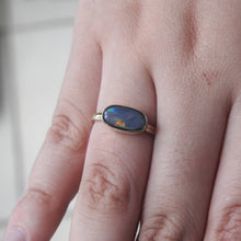Load image into Gallery viewer, Custom Made 10k YG Ring with Solid Lightning Ridge Multi-Color Opal