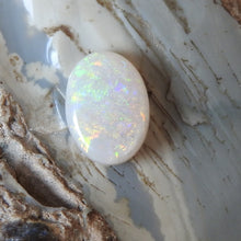 Load image into Gallery viewer, Custom Made Silver Ring with Australian Coober Pedy White Opal Multi-Color