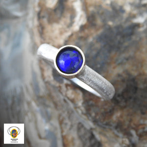 Made to order Solid Lightning Ridge Black Opal Ring with Blue Color
