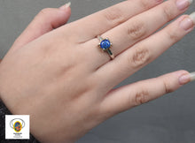 Load image into Gallery viewer, Lightning Ridge Solid Black Opal Ring with Green Blue Colors