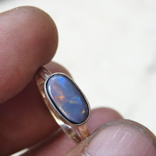 Load image into Gallery viewer, Custom Made 10k YG Ring with Solid Lightning Ridge Multi-Color Opal