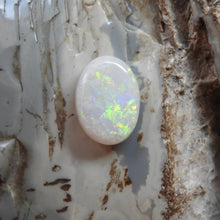 Load image into Gallery viewer, Custom Made Silver Ring with Australian Coober Pedy White Opal Multi-Color