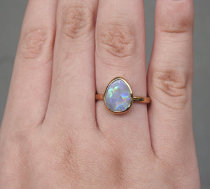 Lightning Ridge Solid Opal Ring with Multi-Color