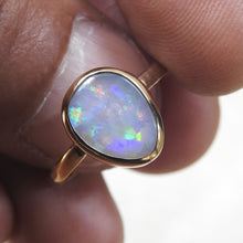 Load image into Gallery viewer, Lightning Ridge Solid Opal Ring with Multi-Color