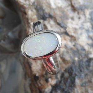 Solid Lightning Ridge Opal Sterling Silver Ring
