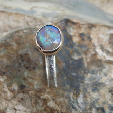 Load image into Gallery viewer, Lightning Ridge Crystal Opal Gold Sterling Ring
