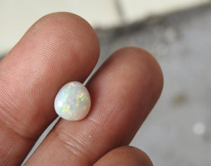 Natural Lightning Ridge Solid Polished White Opal with Multi-Color Fires.