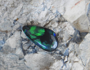 Natural Polished Solid Black Opal with Green Blue Color Fires from Lightning Ridge.