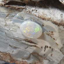 Load image into Gallery viewer, Custom Made Silver Ring with Australian Coober Pedy White Opal Multi-Color