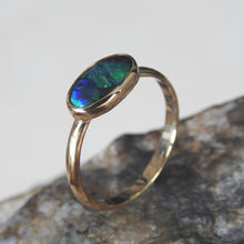 Load image into Gallery viewer, Solid Lightning Ridge Natural Black Opal Ring