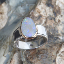Load image into Gallery viewer, Solid Lightning Ridge Natural Multi-Color Opal Ring