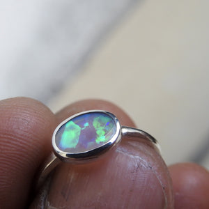 Lightning Ridge Solid Crystal Opal Sterling Ring