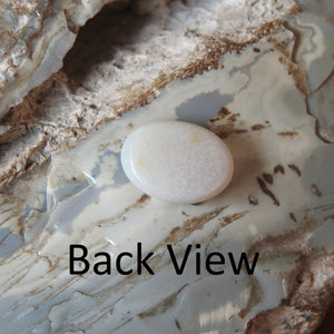 Custom Made Silver Ring with Australian Coober Pedy White Opal Multi-Color
