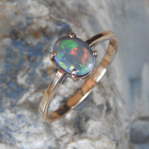 Lightning Ridge Black Opal Ring