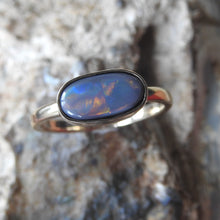 Load image into Gallery viewer, Custom Made 10k YG Ring with Solid Lightning Ridge Multi-Color Opal