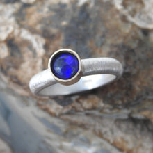 Load image into Gallery viewer, Made to order Solid Lightning Ridge Black Opal Ring with Blue Color