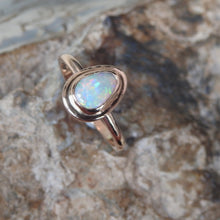 Load image into Gallery viewer, Lightning Ridge Solid Crystal Opal Rose Gold Ring with Multi-Color