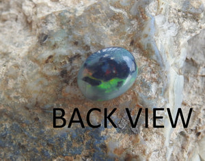 Natural Lightning Ridge Solid Black Opal with Red Green Colors.