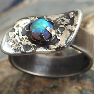 Australian Natural Solid Crystal Opal Ring.